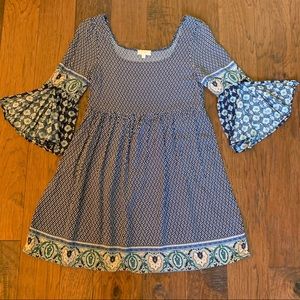 UMGEE Boho Top/Dress Bell Sleeves Square Neckline